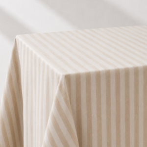 Tischdecke Gestreift Beige Leinen